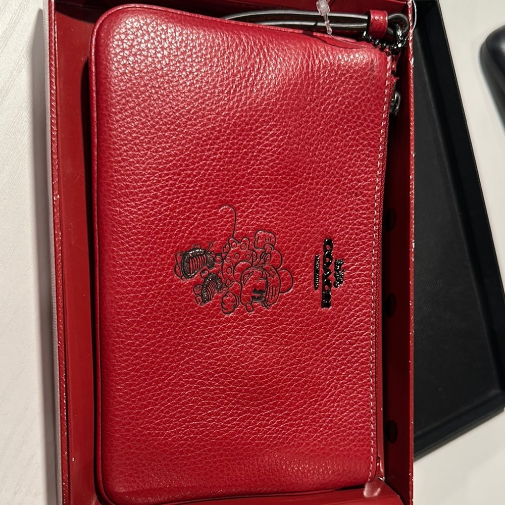 Coach Red Leather Clutch Disney Minnie Mouse